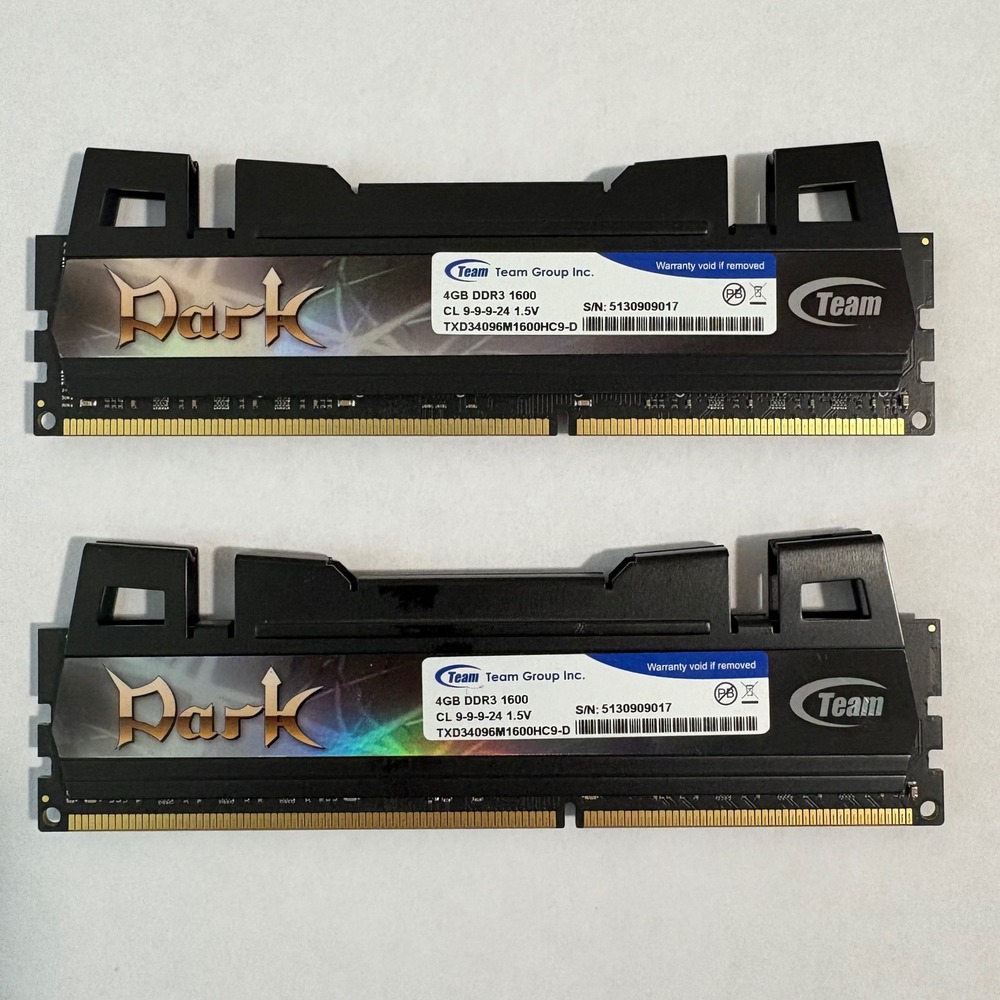 Team Group Dark 8GB DDR3 1600MHz PC3 12800 Desktop RAM Memory Module UNTESTED